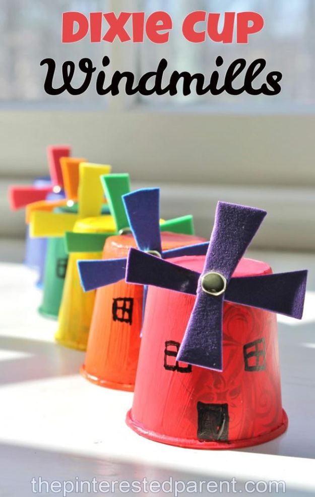 Crafts for Girls - Dixie Cup Windmill Craft - Cute Crafts for Young Girls, Toddlers and School Children - Fun Paints to Make, Arts and Craft Ideas, Wall Art Projects, Colorful Alphabet and Glue Crafts, String Art, Painting Lessons, Cheap Project Tutorials and Inexpensive Things for Kids to Make at Home - Cute Room Decor and DIY Gifts #girlsgifts #girlscrafts #craftideas #girls