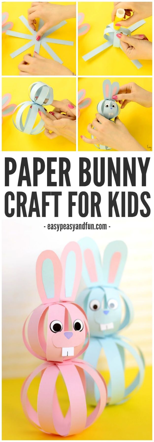 Crafts for Boys - Easy Paper Bunny Craft - Cute Crafts for Young Boys, Toddlers and School Children - Fun Paints to Make, Arts and Craft Ideas, Wall Art Projects, Colorful Alphabet and Glue Crafts, String Art, Painting Lessons, Cheap Project Tutorials and Inexpensive Things for Kids to Make at Home - Cute Room Decor and DIY Gifts to Make for Mom and Dad #diyideas #kidscrafts #craftsforboys