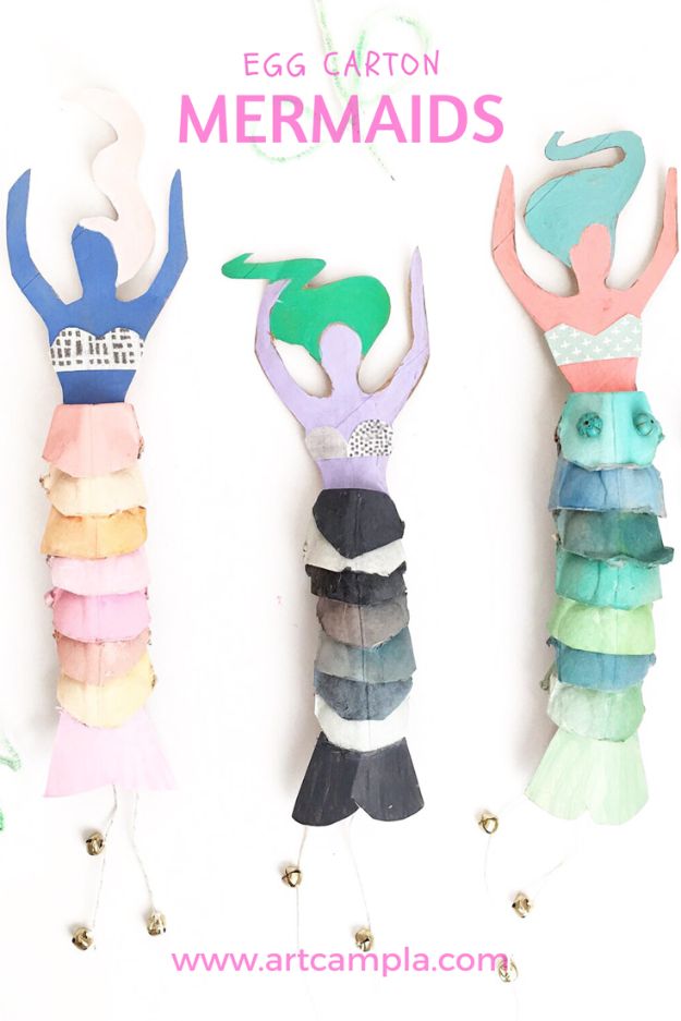 Crafts for Girls - Egg Carton Mermaid Dolls - Cute Crafts for Young Girls, Toddlers and School Children - Fun Paints to Make, Arts and Craft Ideas, Wall Art Projects, Colorful Alphabet and Glue Crafts, String Art, Painting Lessons, Cheap Project Tutorials and Inexpensive Things for Kids to Make at Home - Cute Room Decor and DIY Gifts #girlsgifts #girlscrafts #craftideas #girls