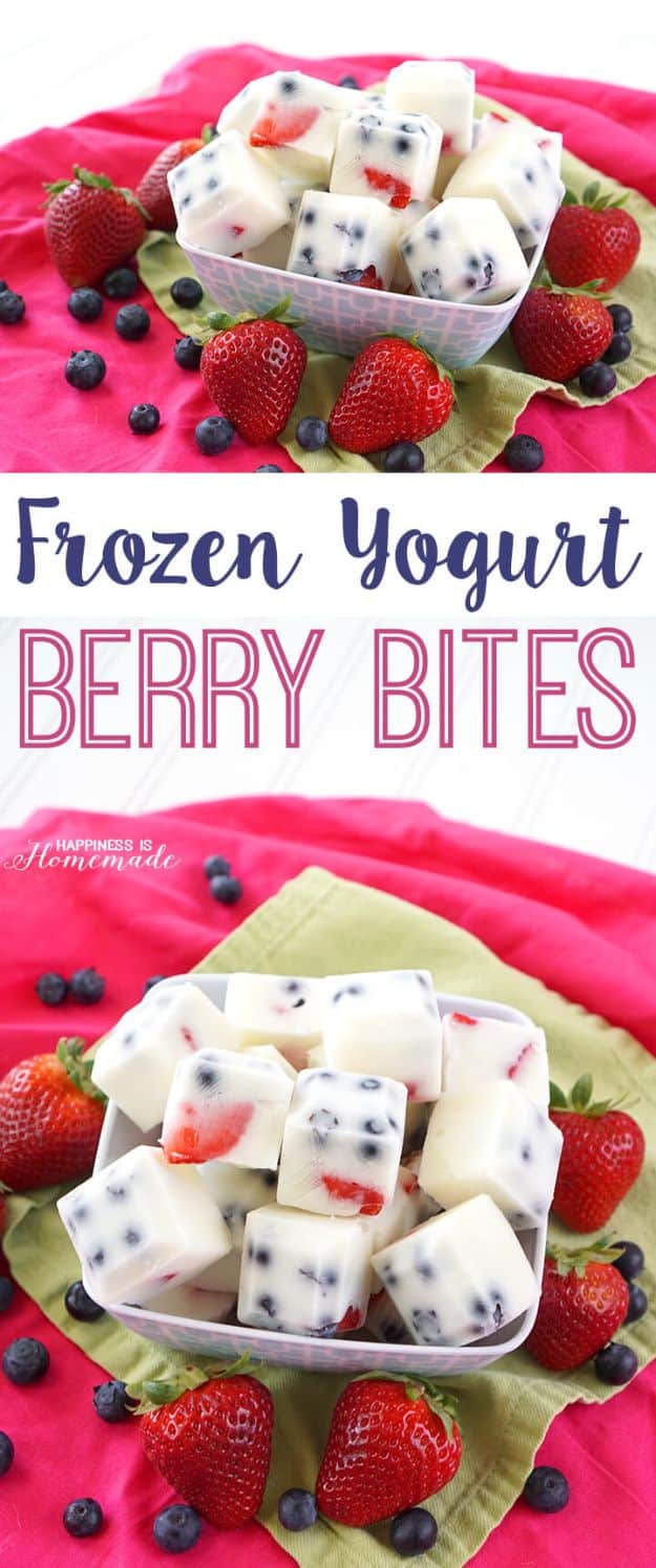 Best Summer Snacks and Snack Recipes - Frozen Yogurt Berry Bites - Quick And Easy Snack Ideas for After Workout, School, Work - Mid Day Treats, Best Small Desserts, Simple and Fast Things To Make In Minutes - Healthy Snacking Foods Made With Vegetables, Cheese, Yogurt, Fruit and Gluten Free Options - Kids Love Making These Sweets, Popsicles, Drinks, Smoothies and Fun Foods - Refreshing and Cool Options for Eating Otuside on a Hot Day   #summer #snacks #snackrecipes #appetizers