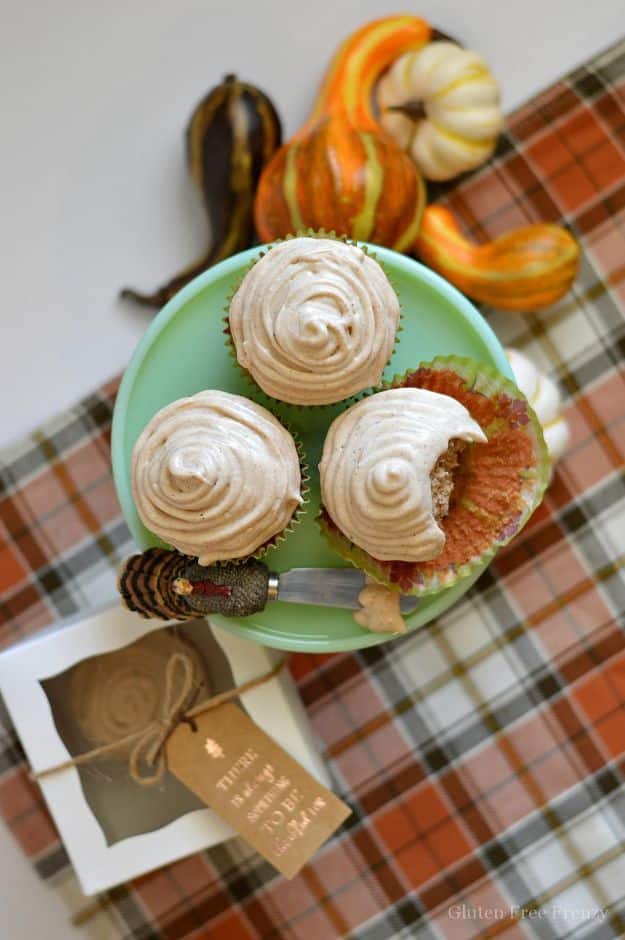Gluten Free Desserts - Gluten-Free Apple Cider Cupcakes - Easy Recipes and Healthy Recipe Ideas for Cookies, Cake, Pie, Cupcakes, Cheesecake and Ice Cream - Best No Sugar Glutenfree Chocolate, No Bake Dessert, Fruit, Peach, Apple and Banana Dishes - Flourless Christmas, Thanksgiving and Holiday Dishes #glutenfree #desserts #recipes