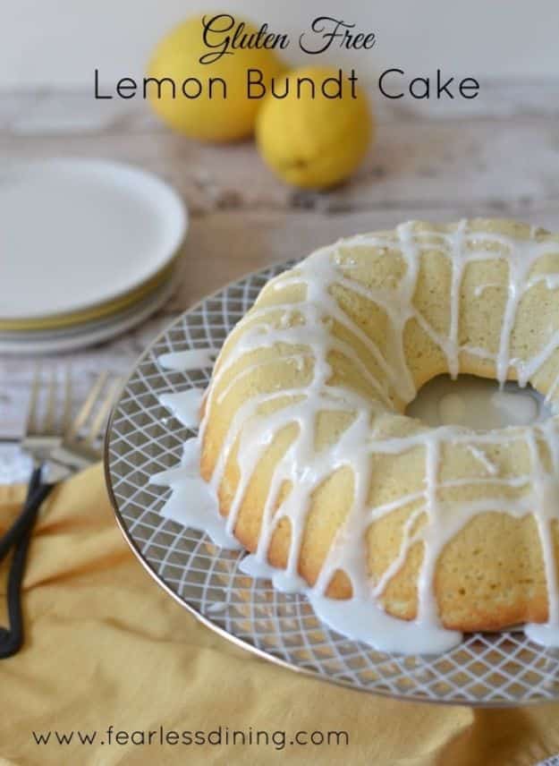 Gluten Free Desserts - Gluten Free Lemon Bundt Cake - Easy Recipes and Healthy Recipe Ideas for Cookies, Cake, Pie, Cupcakes, Cheesecake and Ice Cream - Best No Sugar Glutenfree Chocolate, No Bake Dessert, Fruit, Peach, Apple and Banana Dishes - Flourless Christmas, Thanksgiving and Holiday Dishes #glutenfree #desserts #recipes