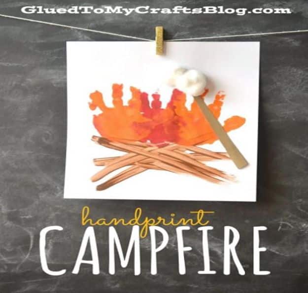 Crafts for Boys - Handprint Campfire Craft - Cute Crafts for Young Boys, Toddlers and School Children - Fun Paints to Make, Arts and Craft Ideas, Wall Art Projects, Colorful Alphabet and Glue Crafts, String Art, Painting Lessons, Cheap Project Tutorials and Inexpensive Things for Kids to Make at Home - Cute Room Decor and DIY Gifts to Make for Mom and Dad #diyideas #kidscrafts #craftsforboys