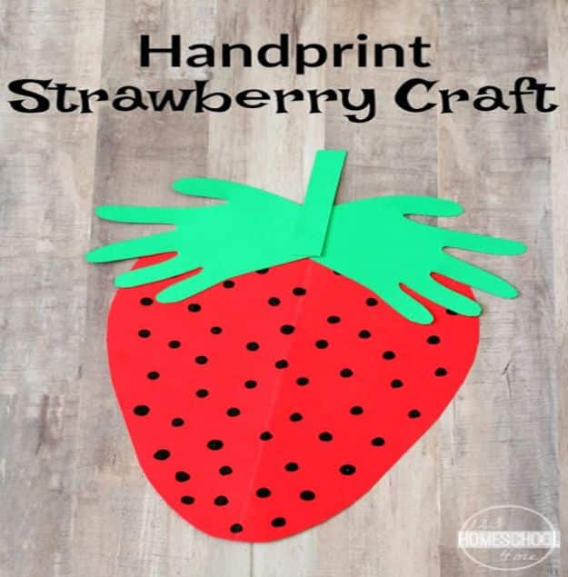 Crafts for Girls - Handprint Strawberry Craft - Cute Crafts for Young Girls, Toddlers and School Children - Fun Paints to Make, Arts and Craft Ideas, Wall Art Projects, Colorful Alphabet and Glue Crafts, String Art, Painting Lessons, Cheap Project Tutorials and Inexpensive Things for Kids to Make at Home - Cute Room Decor and DIY Gifts #girlsgifts #girlscrafts #craftideas #girls