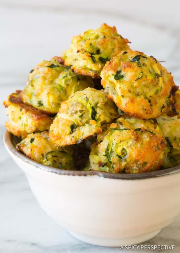 Gluten Free Appetizers - Healthy Baked Zucchini Tots - Easy Flourless and Glutenfree Snacks, Wraps, Finger Foods and Snack Recipes - Recipe Ideas for Gluten Free Diets #glutenfree 