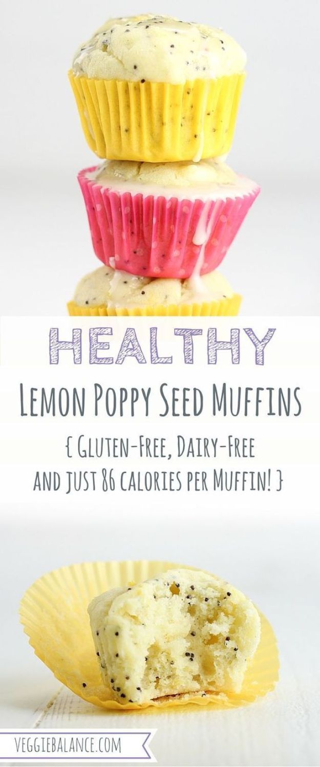 Low Sugar Dessert Recipes - Healthy Lemon Poppy Seed Muffins - Healthy Desserts and Ideas for Healthy Sweets Without Much Sugar - Raw Foods and Easy Clean Eating Dessert Tips, Keto Diet Snacks - Chocolate, Gluten Free, Cakes, Fruit Dips, No Bake, Stevia and Sweetener Options - Diabetic Diets and Diabetes Recipe Ideas for Desserts #recipes #recipeideas #lowsugar #nosugar #lowcalorie #diyjoy #dessertrecipes #lowsugar #dietrecipes