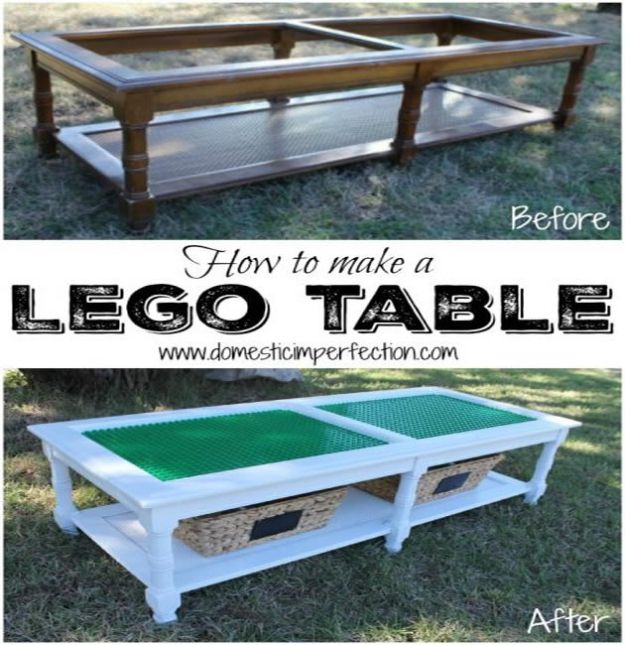 DIY Patio Furniture Ideas - How To Make A Lego Table - Cheap Do It Yourself Porch and Easy Backyard Furniture, Rocking Chairs, Swings, Benches, Stools and Seating Tutorials - Dining Tables from Pallets, Cinder Blocks and Upcyle Ideas - Sectional Couch Plans With Cushions - Makeover Tips for Existing Furniture #diyideas #outdoors #diy #backyardideas #diyfurniture #patio #diyjoy http://diyjoy.com/diy-patio-furniture-ideas