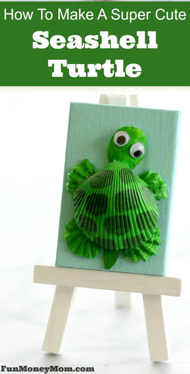 Crafts for Boys - How To Make A Super Cute Seashell Turtle - Cute Crafts for Young Boys, Toddlers and School Children - Fun Paints to Make, Arts and Craft Ideas, Wall Art Projects, Colorful Alphabet and Glue Crafts, String Art, Painting Lessons, Cheap Project Tutorials and Inexpensive Things for Kids to Make at Home - Cute Room Decor and DIY Gifts to Make for Mom and Dad #diyideas #kidscrafts #craftsforboys