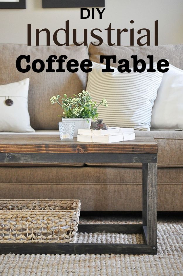 DIY Coffee Tables - Industrial Coffee Table - Easy Do It Yourself Furniture Ideas for The Living Room Table - Cool Projects for Making a Coffee Table With Crates, Boxes, Stone, Industrial Pipe, Tile, Pallets, Old Doors, Windows and Repurposed Wood Planks - Rustic Farmhouse Home Decor, Modern Decorating Ideas, Simply Shabby Chic and All White Looks for Minimalist Interiors http://diyjoy.com/diy-coffee-table-ideas