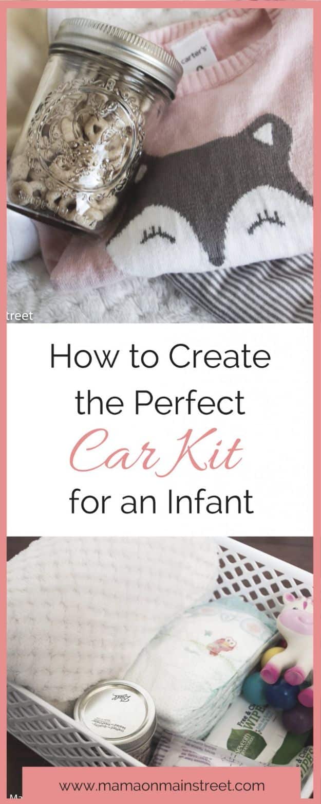 Car Organization Ideas - Infant Car Kit - DIY Tips and Tricks for Organizing Cars - Dollar Store Storage Projects for Mom, Kids and Teens - Keep Your Car, Truck or SUV Clean On A Road Trip With These solutions for interiors and Trunk, Front Seat - Do It Yourself Caddy and Easy, Cool Lifehacks #car #diycar #organizingideas