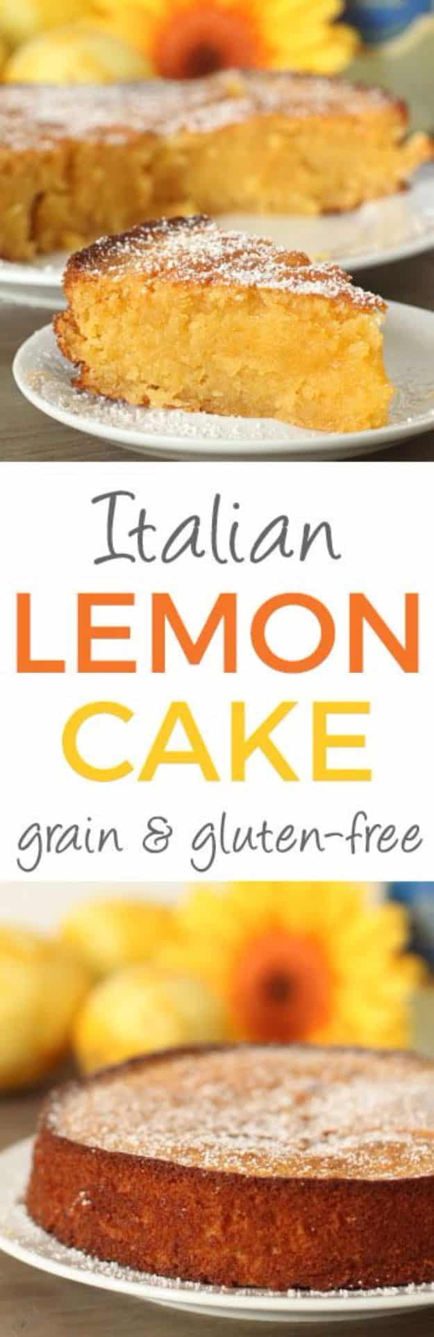 Gluten Free Desserts - Italian Lemon Almond Cake - Easy Recipes and Healthy Recipe Ideas for Cookies, Cake, Pie, Cupcakes, Cheesecake and Ice Cream - Best No Sugar Glutenfree Chocolate, No Bake Dessert, Fruit, Peach, Apple and Banana Dishes - Flourless Christmas, Thanksgiving and Holiday Dishes #glutenfree #desserts #recipes