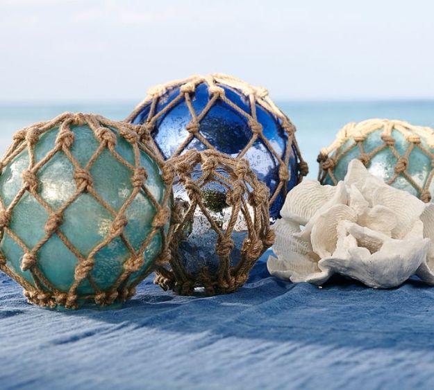DIY Beach House Decor - Large Glass Buoys DIY - Cool DIY Decor Ideas While On A Budget - Cool Ideas for Decorating Your Beach Home With Shells, Sand and Summer Wall Art - Crafts and Do It Yourself Projects With A Breezy, Blue, Summery Feel - White Decor and Shiplap, Birchwood Boats, Beachy Sea Glass Art Projects for Living Room, Bedroom and Kitchen 