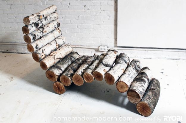 DIY Patio Furniture Ideas - Log Lounger - Cheap Do It Yourself Porch and Easy Backyard Furniture, Rocking Chairs, Swings, Benches, Stools and Seating Tutorials - Dining Tables from Pallets, Cinder Blocks and Upcyle Ideas - Sectional Couch Plans With Cushions - Makeover Tips for Existing Furniture #diyideas #outdoors #diy #backyardideas #diyfurniture #patio #diyjoy http://diyjoy.com/diy-patio-furniture-ideas