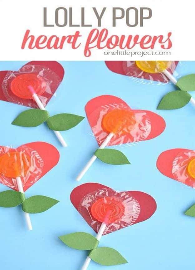 Crafts for Girls - Lolly Pop Heart Flowers - Cute Crafts for Young Girls, Toddlers and School Children - Fun Paints to Make, Arts and Craft Ideas, Wall Art Projects, Colorful Alphabet and Glue Crafts, String Art, Painting Lessons, Cheap Project Tutorials and Inexpensive Things for Kids to Make at Home - Cute Room Decor and DIY Gifts #girlsgifts #girlscrafts #craftideas #girls