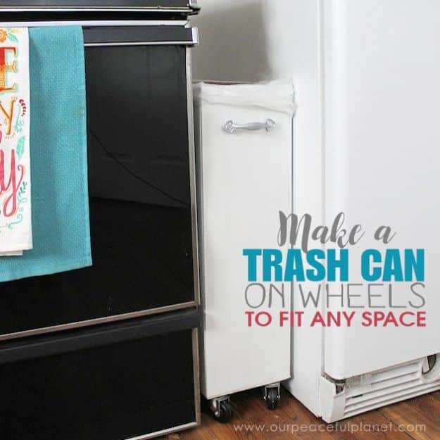 DIY Trash Cans - Make A Kitchen Trash Can That Fits Any Space - Easy Do It Yourself Projects to Make Cute, Decorative Trash Cans for Bathroom, Kitchen and Bedroom - Trash Can Makeover, Hidden Kitchen Storage With Pull Out Cabinet - Lids, Liners and Painted Decor Ideas for Updating the Bin #diykitchen #diybath #trashcans #diy #diyideas #diyjoy http://diyjoy.com/diy-trash-cans