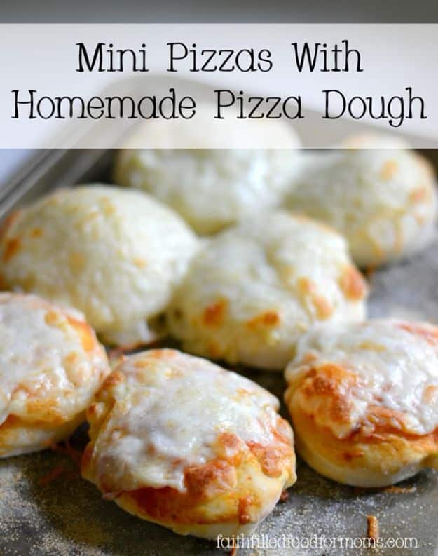 Best Recipes To Teach Your Kids To Cook - Mini Pizzas With Homemade Pizza Dough - Easy Ideas To Show Children How to Prepare Food - Kid Friendly Recipes That Boys and Girls Can Make Themselves - No Bake, 5 Minute Foods, Healthy Snacks, Salads, Dips, Roll Ups, Vegetables and Simple Desserts - Recipes To Learn How To Make Fun Food http://diyjoy.com/best-recipes-teach-kids-to-cook
