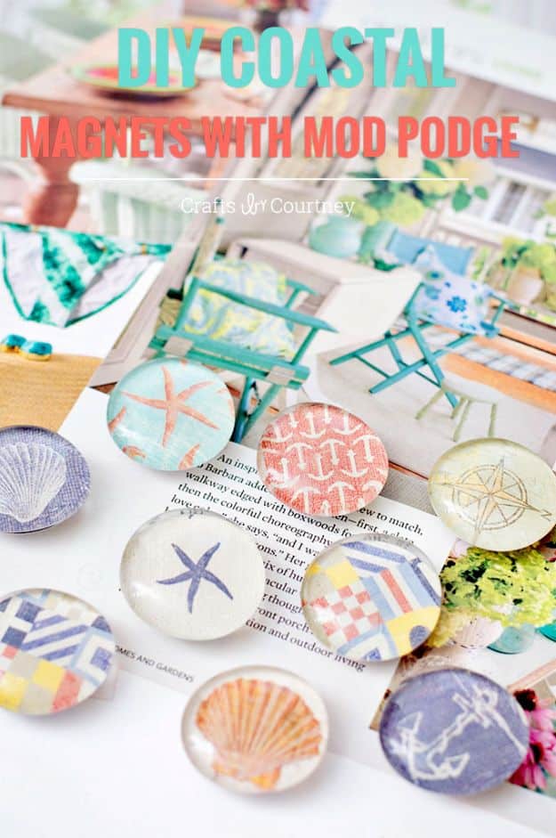 DIY Beach House Decor - Nautical Themed DIY Magnets - Cool DIY Decor Ideas While On A Budget - Cool Ideas for Decorating Your Beach Home With Shells, Sand and Summer Wall Art - Crafts and Do It Yourself Projects With A Breezy, Blue, Summery Feel - White Decor and Shiplap, Birchwood Boats, Beachy Sea Glass Art Projects for Living Room, Bedroom and Kitchen 
