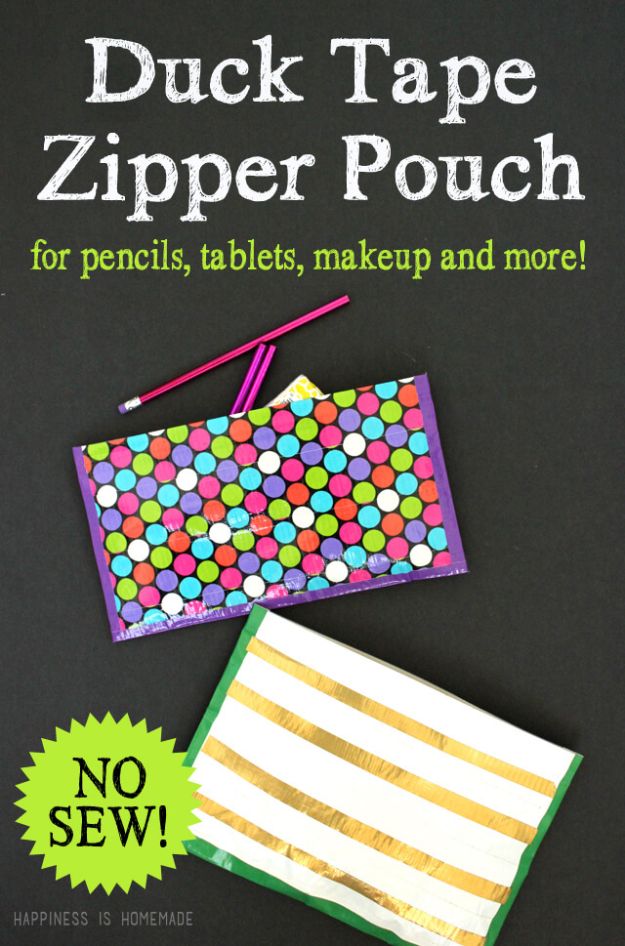 Crafts for Girls - No Sew Duck Tape Zipper Pouch - Cute Crafts for Young Girls, Toddlers and School Children - Fun Paints to Make, Arts and Craft Ideas, Wall Art Projects, Colorful Alphabet and Glue Crafts, String Art, Painting Lessons, Cheap Project Tutorials and Inexpensive Things for Kids to Make at Home - Cute Room Decor and DIY Gifts #girlsgifts #girlscrafts #craftideas #girls