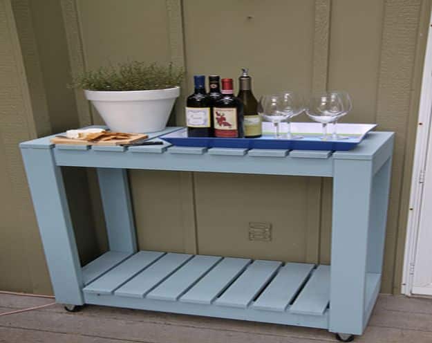 DIY Patio Furniture Ideas - Outdoor Rolling Cart - Cheap Do It Yourself Porch and Easy Backyard Furniture, Rocking Chairs, Swings, Benches, Stools and Seating Tutorials - Dining Tables from Pallets, Cinder Blocks and Upcyle Ideas - Sectional Couch Plans With Cushions - Makeover Tips for Existing Furniture #diyideas #outdoors #diy #backyardideas #diyfurniture #patio #diyjoy http://diyjoy.com/diy-patio-furniture-ideas