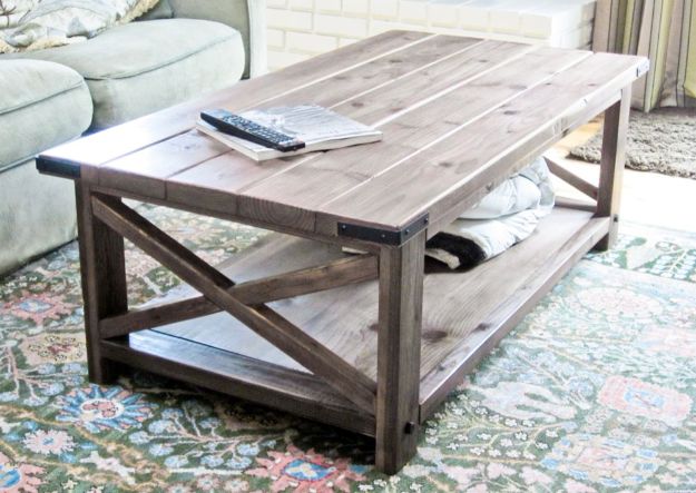 DIY Coffee Tables - Oxidized X Coffee Table - Easy Do It Yourself Furniture Ideas for The Living Room Table - Cool Projects for Making a Coffee Table With Crates, Boxes, Stone, Industrial Pipe, Tile, Pallets, Old Doors, Windows and Repurposed Wood Planks - Rustic Farmhouse Home Decor, Modern Decorating Ideas, Simply Shabby Chic and All White Looks for Minimalist Interiors http://diyjoy.com/diy-coffee-table-ideas