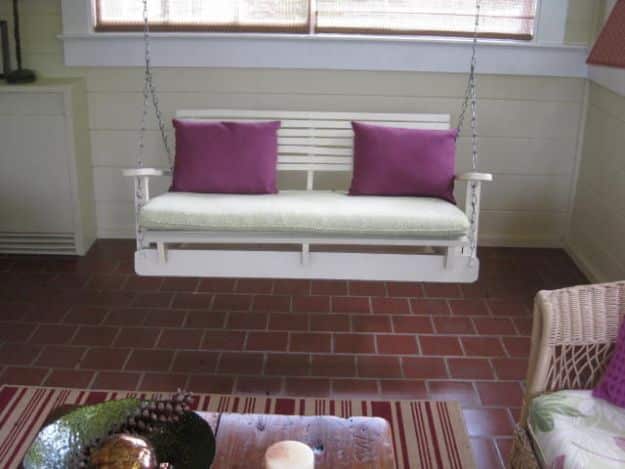 DIY Patio Furniture Ideas - Pallet Swing Chair - Cheap Do It Yourself Porch and Easy Backyard Furniture, Rocking Chairs, Swings, Benches, Stools and Seating Tutorials - Dining Tables from Pallets, Cinder Blocks and Upcyle Ideas - Sectional Couch Plans With Cushions - Makeover Tips for Existing Furniture #diyideas #outdoors #diy #backyardideas #diyfurniture #patio #diyjoy http://diyjoy.com/diy-patio-furniture-ideas
