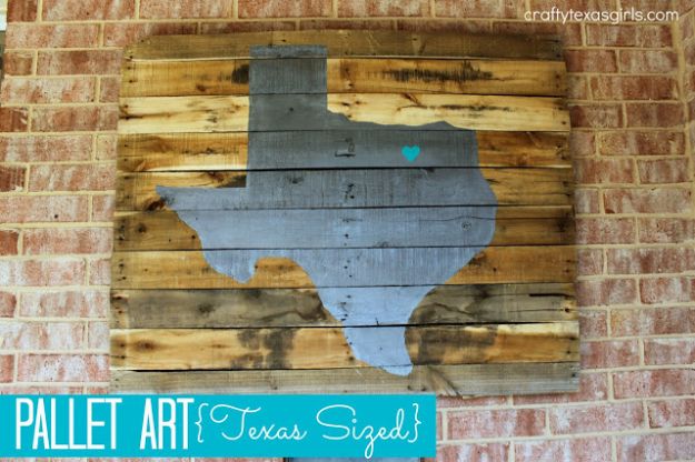 DIY Ideas For Everyone Who Loves Texas - Pallet Wall Art Texas Sized - Cute Lone Star State Crafts In The Shape of Texas - Best Texan Quotes, Sayings and Signs for Your Porch and Home - Easy Texas Themed Decorating Ideas - Country Crafts, Rustic Home Decor, String Art and Map Projects Shaped Like Texas - Decor for Living Room, Bedroom, Bathroom, Kitchen and Yard http://diyjoy.com/diy-ideas-Texas