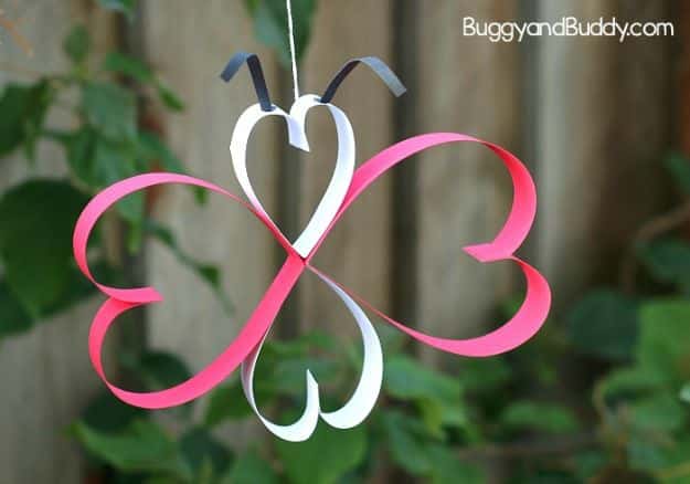 Crafts for Girls - Paper Heart Butterfly Craft - Cute Crafts for Young Girls, Toddlers and School Children - Fun Paints to Make, Arts and Craft Ideas, Wall Art Projects, Colorful Alphabet and Glue Crafts, String Art, Painting Lessons, Cheap Project Tutorials and Inexpensive Things for Kids to Make at Home - Cute Room Decor and DIY Gifts #girlsgifts #girlscrafts #craftideas #girls