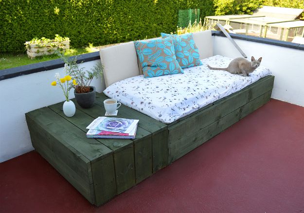 DIY Patio Furniture Ideas - Patio Day Bed - Cheap Do It Yourself Porch and Easy Backyard Furniture, Rocking Chairs, Swings, Benches, Stools and Seating Tutorials - Dining Tables from Pallets, Cinder Blocks and Upcyle Ideas - Sectional Couch Plans With Cushions - Makeover Tips for Existing Furniture #diyideas #outdoors #diy #backyardideas #diyfurniture #patio #diyjoy http://diyjoy.com/diy-patio-furniture-ideas