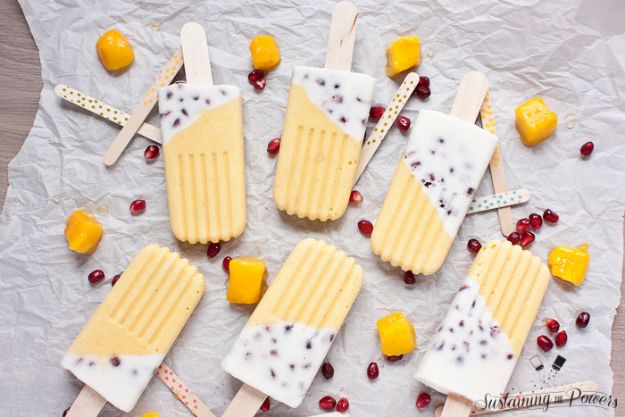 Low Sugar Dessert Recipes - Pomegranate Mango Colada Popsicles - Healthy Desserts and Ideas for Healthy Sweets Without Much Sugar - Raw Foods and Easy Clean Eating Dessert Tips, Keto Diet Snacks - Chocolate, Gluten Free, Cakes, Fruit Dips, No Bake, Stevia and Sweetener Options - Diabetic Diets and Diabetes Recipe Ideas for Desserts #recipes #recipeideas #lowsugar #nosugar #lowcalorie #diyjoy #dessertrecipes #lowsugar #dietrecipes