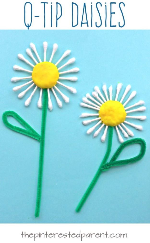Crafts for Girls - Q Tip Daisy Craft - Cute Crafts for Young Girls, Toddlers and School Children - Fun Paints to Make, Arts and Craft Ideas, Wall Art Projects, Colorful Alphabet and Glue Crafts, String Art, Painting Lessons, Cheap Project Tutorials and Inexpensive Things for Kids to Make at Home - Cute Room Decor and DIY Gifts #girlsgifts #girlscrafts #craftideas #girls