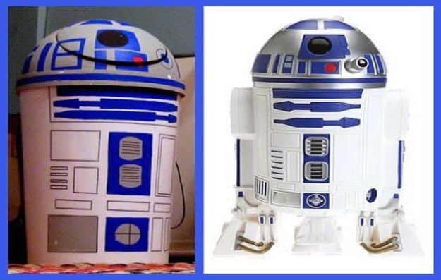DIY Trash Cans - R2-D2 Trashcan - Easy Do It Yourself Projects to Make Cute, Decorative Trash Cans for Bathroom, Kitchen and Bedroom - Trash Can Makeover, Hidden Kitchen Storage With Pull Out Cabinet - Lids, Liners and Painted Decor Ideas for Updating the Bin #diykitchen #diybath #trashcans #diy #diyideas #diyjoy http://diyjoy.com/diy-trash-cans