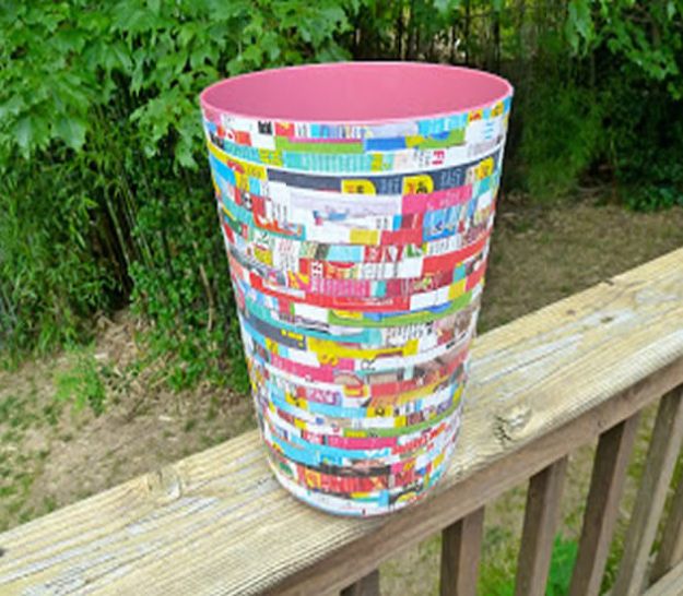 DIY Trash Cans - Recycled Waste Into Trashcan - Easy Do It Yourself Projects to Make Cute, Decorative Trash Cans for Bathroom, Kitchen and Bedroom - Trash Can Makeover, Hidden Kitchen Storage With Pull Out Cabinet - Lids, Liners and Painted Decor Ideas for Updating the Bin #diykitchen #diybath #trashcans #diy #diyideas #diyjoy http://diyjoy.com/diy-trash-cans