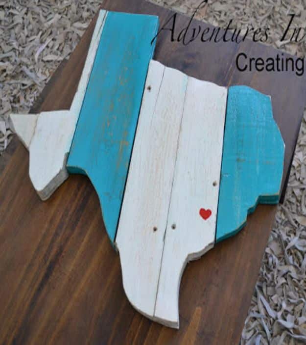 DIY Ideas For Everyone Who Loves Texas - Scrap Wood Wall Art - Cute Lone Star State Crafts In The Shape of Texas - Best Texan Quotes, Sayings and Signs for Your Porch and Home - Easy Texas Themed Decorating Ideas - Country Crafts, Rustic Home Decor, String Art and Map Projects Shaped Like Texas - Decor for Living Room, Bedroom, Bathroom, Kitchen and Yard http://diyjoy.com/diy-ideas-Texas
