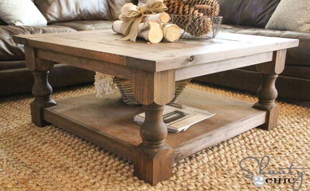 DIY Coffee Tables - Square Coffee Table DIY - Easy Do It Yourself Furniture Ideas for The Living Room Table - Cool Projects for Making a Coffee Table With Crates, Boxes, Stone, Industrial Pipe, Tile, Pallets, Old Doors, Windows and Repurposed Wood Planks - Rustic Farmhouse Home Decor, Modern Decorating Ideas, Simply Shabby Chic and All White Looks for Minimalist Interiors http://diyjoy.com/diy-coffee-table-ideas