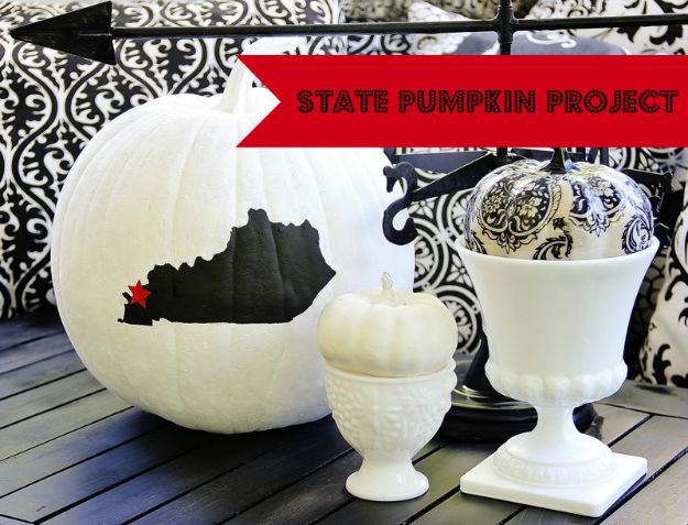 Cool State Crafts - State Pumpkin Project - Easy Craft Projects To Show Your Love For Your Home State - Best DIY Ideas Using Maps, String Art Shaped Like States, Quotes, Sayings and Wall Art Ideas, Painted Canvases, Cute Pillows, Fun Gifts and DIY Decor Made Simple - Creative Decorating Ideas for Living Room, Kitchen, Bedroom, Bath and Porch http://diyjoy.com/cool-state-crafts