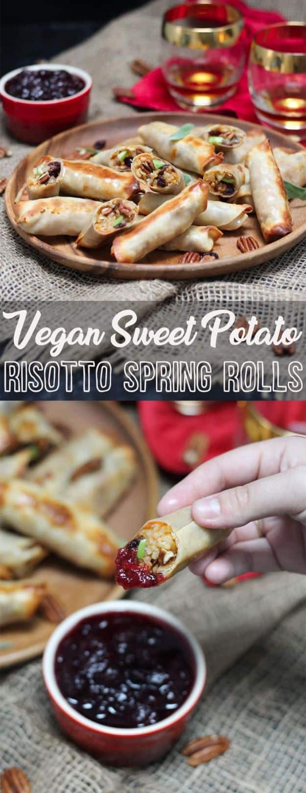 Gluten Free Appetizers - Sweet Potato Risotto Baked Spring Rolls - Easy Flourless and Glutenfree Snacks, Wraps, Finger Foods and Snack Recipes - Recipe Ideas for Gluten Free Diets #glutenfree 