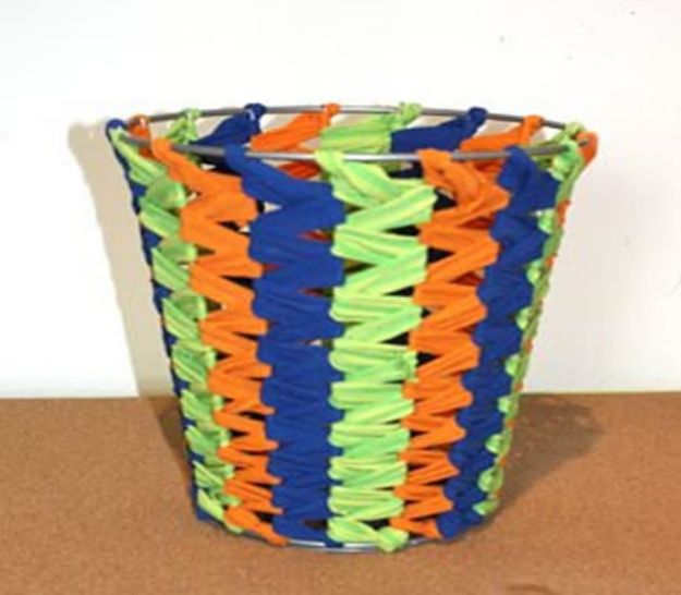DIY Trash Cans - T-shirt Trash Can Twist - Easy Do It Yourself Projects to Make Cute, Decorative Trash Cans for Bathroom, Kitchen and Bedroom - Trash Can Makeover, Hidden Kitchen Storage With Pull Out Cabinet - Lids, Liners and Painted Decor Ideas for Updating the Bin #diykitchen #diybath #trashcans #diy #diyideas #diyjoy http://diyjoy.com/diy-trash-cans