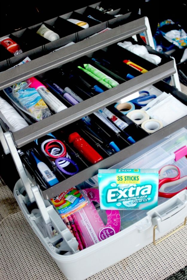 Car Organization Ideas - Tackle Box Organizer - DIY Tips and Tricks for Organizing Cars - Dollar Store Storage Projects for Mom, Kids and Teens - Keep Your Car, Truck or SUV Clean On A Road Trip With These solutions for interiors and Trunk, Front Seat - Do It Yourself Caddy and Easy, Cool Lifehacks #car #diycar #organizingideas