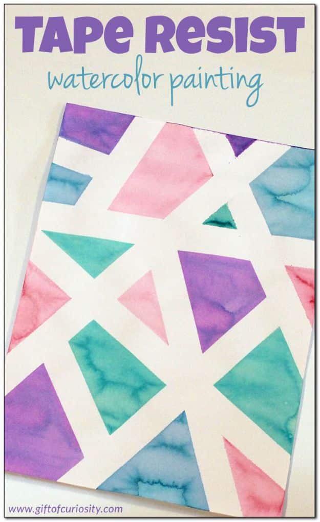 Crafts for Boys - Tape Resist Watercolor Painting - Cute Crafts for Young Boys, Toddlers and School Children - Fun Paints to Make, Arts and Craft Ideas, Wall Art Projects, Colorful Alphabet and Glue Crafts, String Art, Painting Lessons, Cheap Project Tutorials and Inexpensive Things for Kids to Make at Home - Cute Room Decor and DIY Gifts to Make for Mom and Dad #diyideas #kidscrafts #craftsforboys