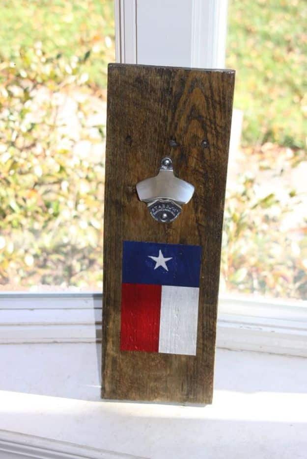 DIY Ideas For Everyone Who Loves Texas - Texas Flag Pallet Board Bottle Opener - Cute Lone Star State Crafts In The Shape of Texas - Best Texan Quotes, Sayings and Signs for Your Porch and Home - Easy Texas Themed Decorating Ideas - Country Crafts, Rustic Home Decor, String Art and Map Projects Shaped Like Texas - Decor for Living Room, Bedroom, Bathroom, Kitchen and Yard http://diyjoy.com/diy-ideas-Texas