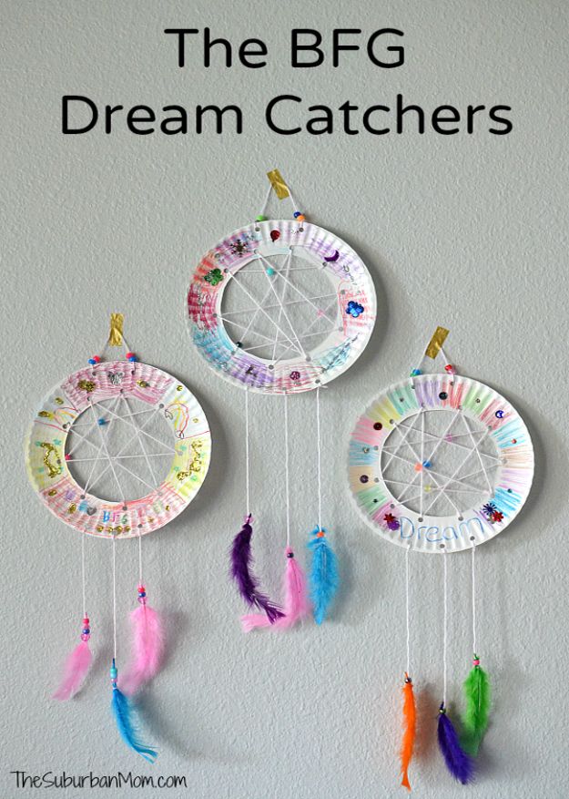 Crafts for Girls - The BFG Dream Catchers Craft - Cute Crafts for Young Girls, Toddlers and School Children - Fun Paints to Make, Arts and Craft Ideas, Wall Art Projects, Colorful Alphabet and Glue Crafts, String Art, Painting Lessons, Cheap Project Tutorials and Inexpensive Things for Kids to Make at Home - Cute Room Decor and DIY Gifts #girlsgifts #girlscrafts #craftideas #girls