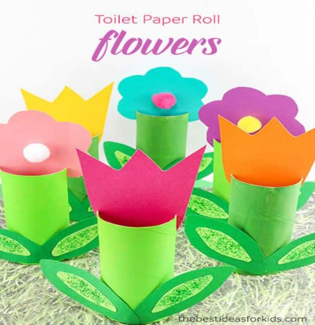 Crafts for Girls - Toilet Paper Roll Flowers Craft - Cute Crafts for Young Girls, Toddlers and School Children - Fun Paints to Make, Arts and Craft Ideas, Wall Art Projects, Colorful Alphabet and Glue Crafts, String Art, Painting Lessons, Cheap Project Tutorials and Inexpensive Things for Kids to Make at Home - Cute Room Decor and DIY Gifts #girlsgifts #girlscrafts #craftideas #girls