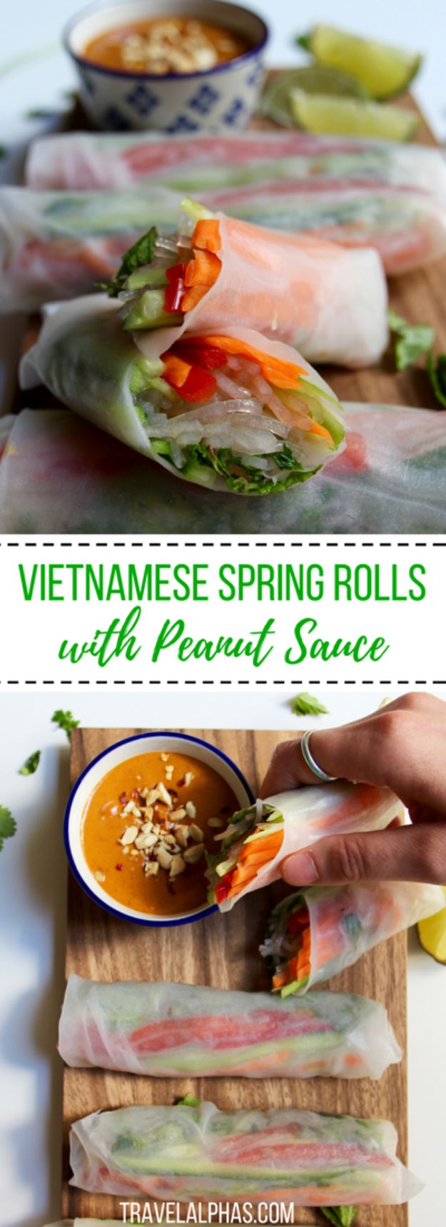 Gluten Free Appetizers - Vietnamese Spring Rolls With Peanut Sauce - Easy Flourless and Glutenfree Snacks, Wraps, Finger Foods and Snack Recipes - Recipe Ideas for Gluten Free Diets #glutenfree 