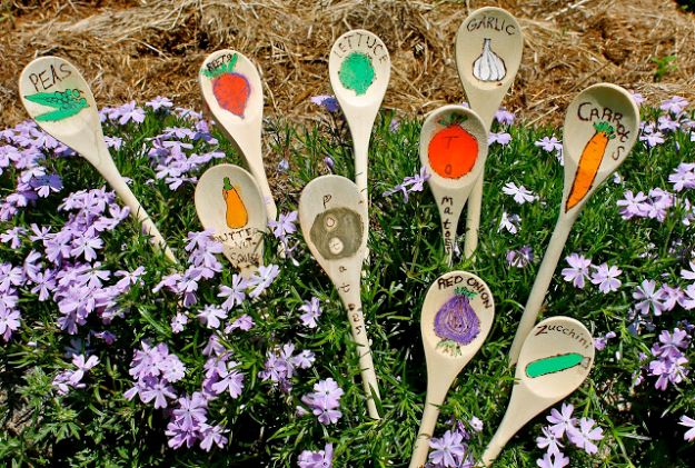 Crafts for Girls - Wooden Spoon Garden Stakes - Cute Crafts for Young Girls, Toddlers and School Children - Fun Paints to Make, Arts and Craft Ideas, Wall Art Projects, Colorful Alphabet and Glue Crafts, String Art, Painting Lessons, Cheap Project Tutorials and Inexpensive Things for Kids to Make at Home - Cute Room Decor and DIY Gifts #girlsgifts #girlscrafts #craftideas #girls