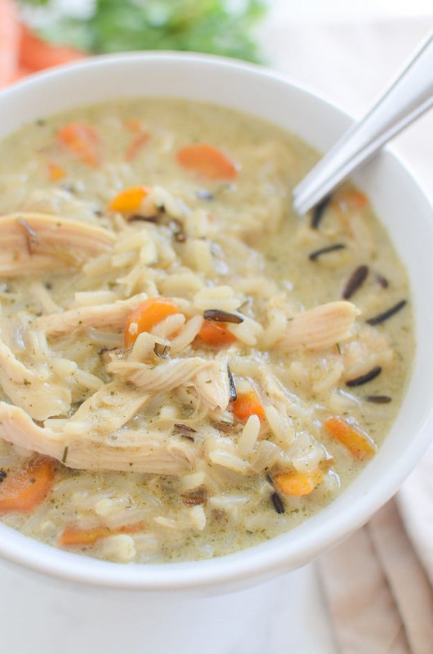 Easy Recipes For Rotisserie Chicken - Chicken and Wild Rice Soup - Healthy Recipe Ideas for Leftovers - Comfort Foods With Chicken - Low Carb and Gluten Free, Crock Pot Meals,#easyrecipes #dinnerideas #recipes