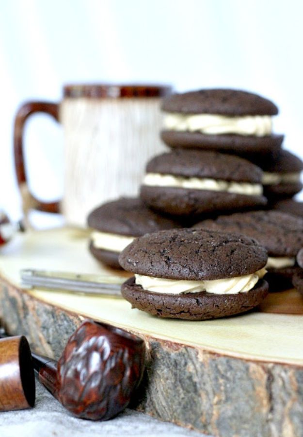 Coffee Drink Recipes - Chocolate Espresso Whoopie Pies - Easy Drinks and Coffees To Make At Home - Frozen, Iced, Cold Brew and Hot Coffee Recipe Ideas - Sugar Free, Low Fat and Blended Drinks - Mocha, Frappucino, Caramel, Chocolate, Latte and Americano - Flavored Coffee, Liqueur and After Dinner Drinks With Alcohol, Dessert Ideas for Parties #coffeedrinks #coffeerecipes #coffee #drinkrecipes