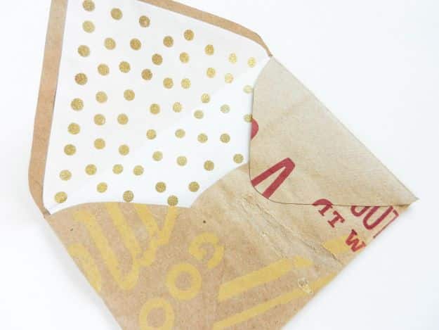 DIY Stationery Ideas - DIY Envelope Liners with Gold Polka Dots - Easy Projects for Making, Decorating and Embellishing Stationary - Cute Personal Papers and Cards With Creative Art Ideas and Designs - Monogram and Brush Lettering Tips and Tutorials for Envelopes and Notebook - Stencil, Marble, Paint and Ink, Emboss Tutorials - A Handmade Card Set or Box Makes An Awesome DIY Gift Idea - Printables and Cool Ideas for Kids http://diyjoy.com/diy-stationery-ideas