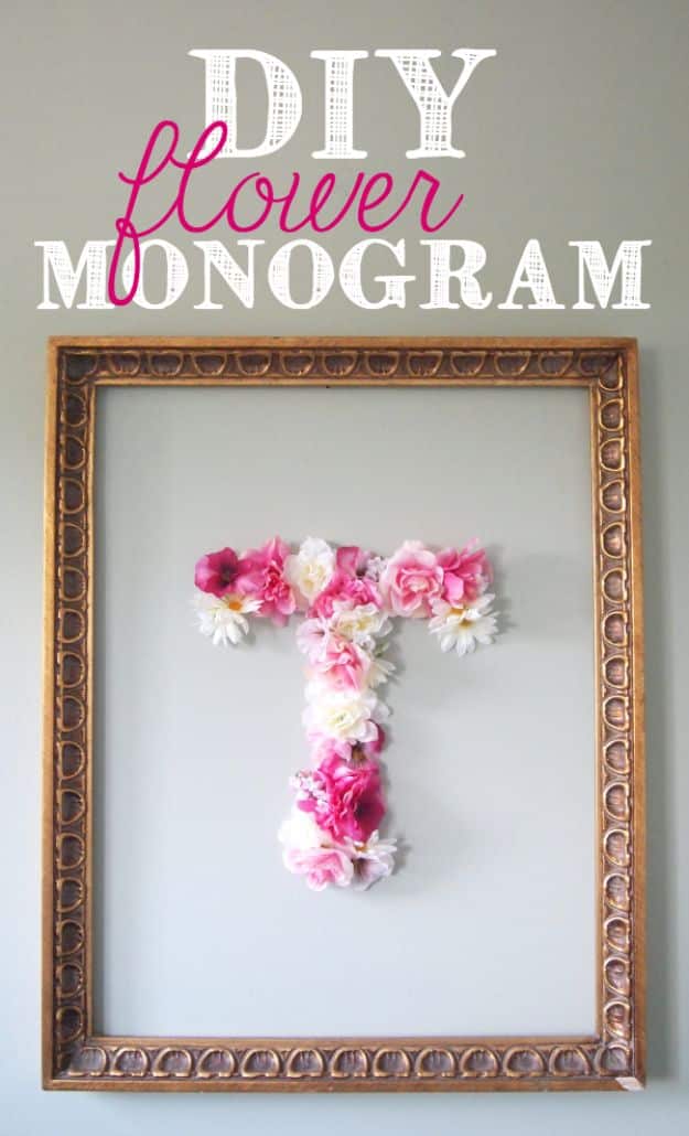 DIY Modern Home Decor - DIY Faux Flower Monogram - Room Ideas, Wall Art on A Budget, Farmhouse Style Projects - Easy DIY Ideas and Decorations for Apartments, Living Room, Bedroom, Kitchen and Bath - Fixer Upper Tips and Tricks 