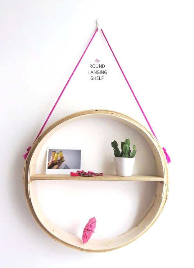 DIY Modern Home Decor - DIY Round Hanging Shelf - Room Ideas, Wall Art on A Budget, Farmhouse Style Projects - Easy DIY Ideas and Decorations for Apartments, Living Room, Bedroom, Kitchen and Bath - Fixer Upper Tips and Tricks 
