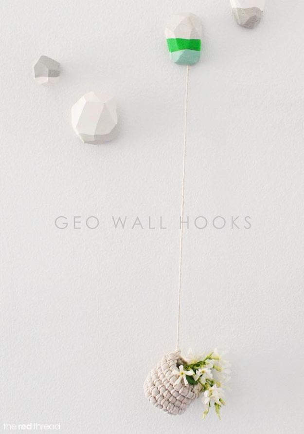 DIY Modern Home Decor - Decorative Geo Wall Hooks - Room Ideas, Wall Art on A Budget, Farmhouse Style Projects - Easy DIY Ideas and Decorations for Apartments, Living Room, Bedroom, Kitchen and Bath - Fixer Upper Tips and Tricks 